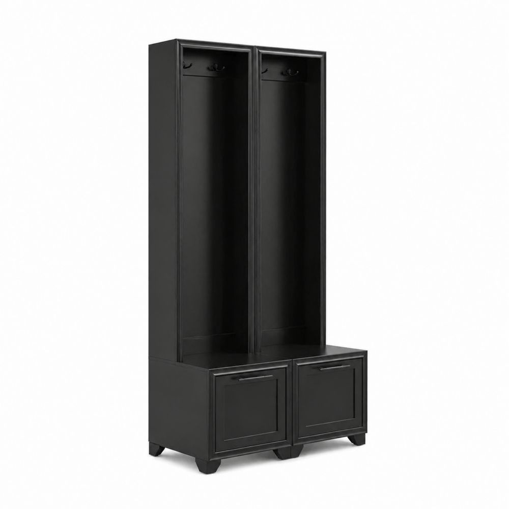 Mobile Ingresso in Legno Nero con Appendiabiti e Scomparti-Pelvilos