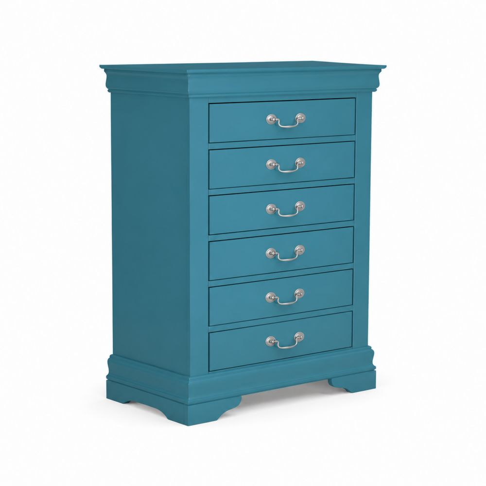 Cassettiera alta in legno con 6 cassetti Blu 120x60x40 cm-Pelvilos