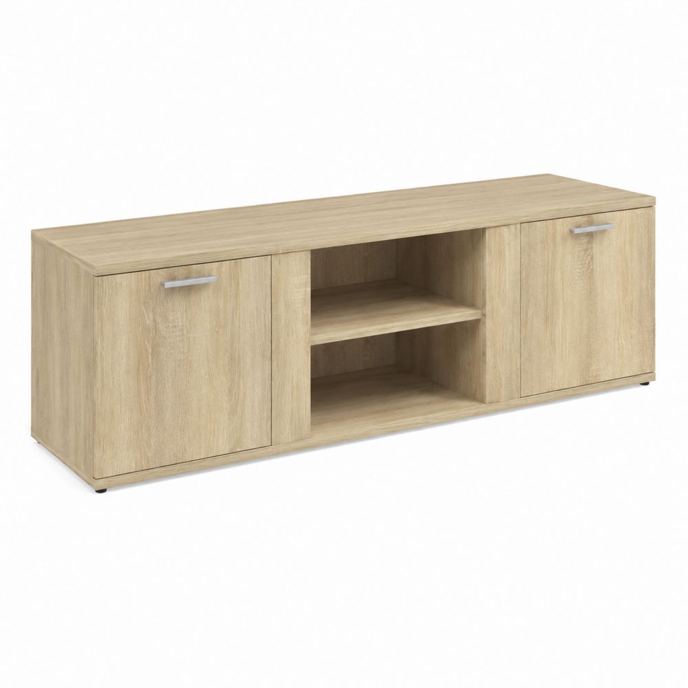 Mobile TV Legno Rovere con Ante e Ripiani 150x45x35cm-Pelvilos