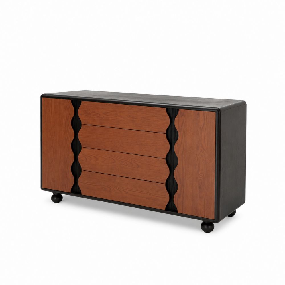 Credenza Legno con Ante Sinuose Noce Nero-Pelvilos