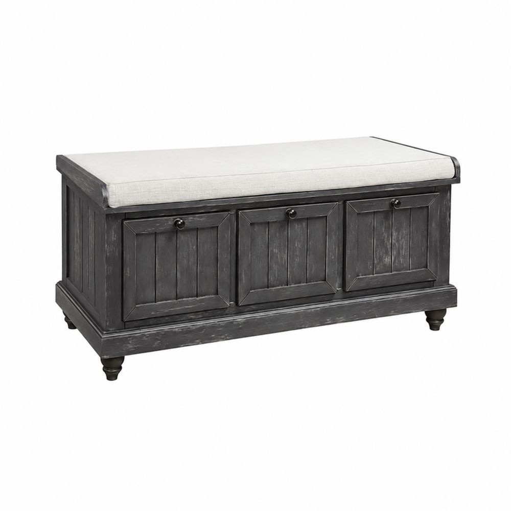 Panca contenitore in legno con cuscino in cotone, 120x40x50 cm-Pelvilos