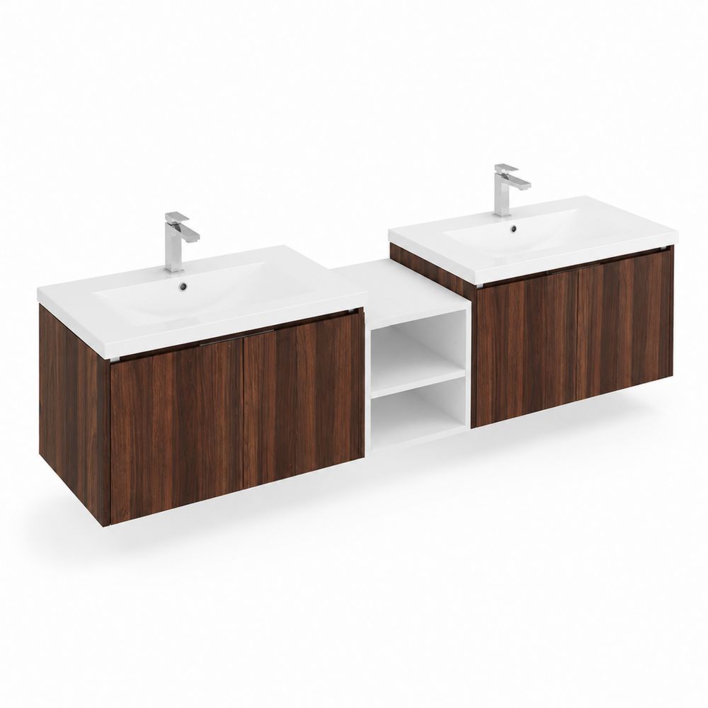 Mobile bagno doppio in legno e ceramica 240cm-Pelvilos