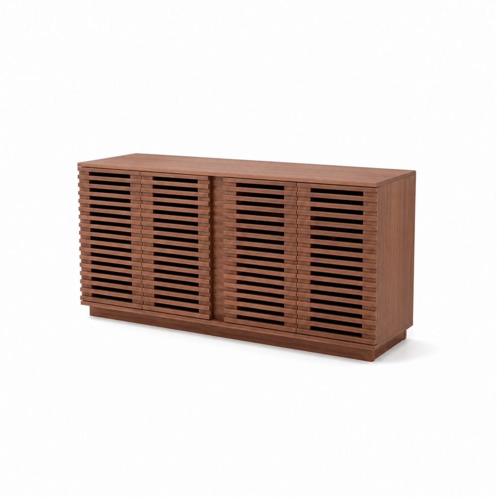 Credenza in legno massello di noce con ante scorrevoli-Pelvilos