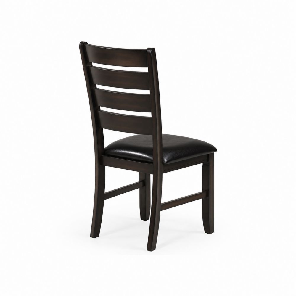 Sedia in legno con seduta in pelle sintetica nera-Pelvilos