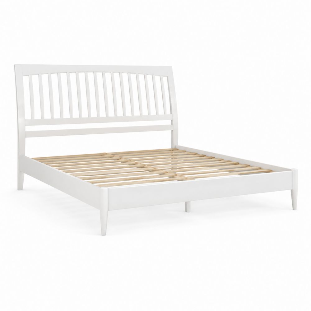 Letto matrimoniale in legno bianco 200x160 cm-Pelvilos