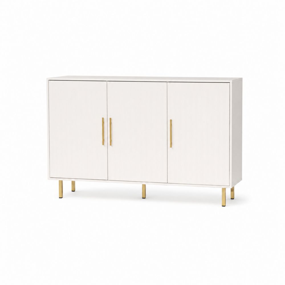 Credenza in Legno MDF con 3 Ante e Piedini Dorati-Pelvilos