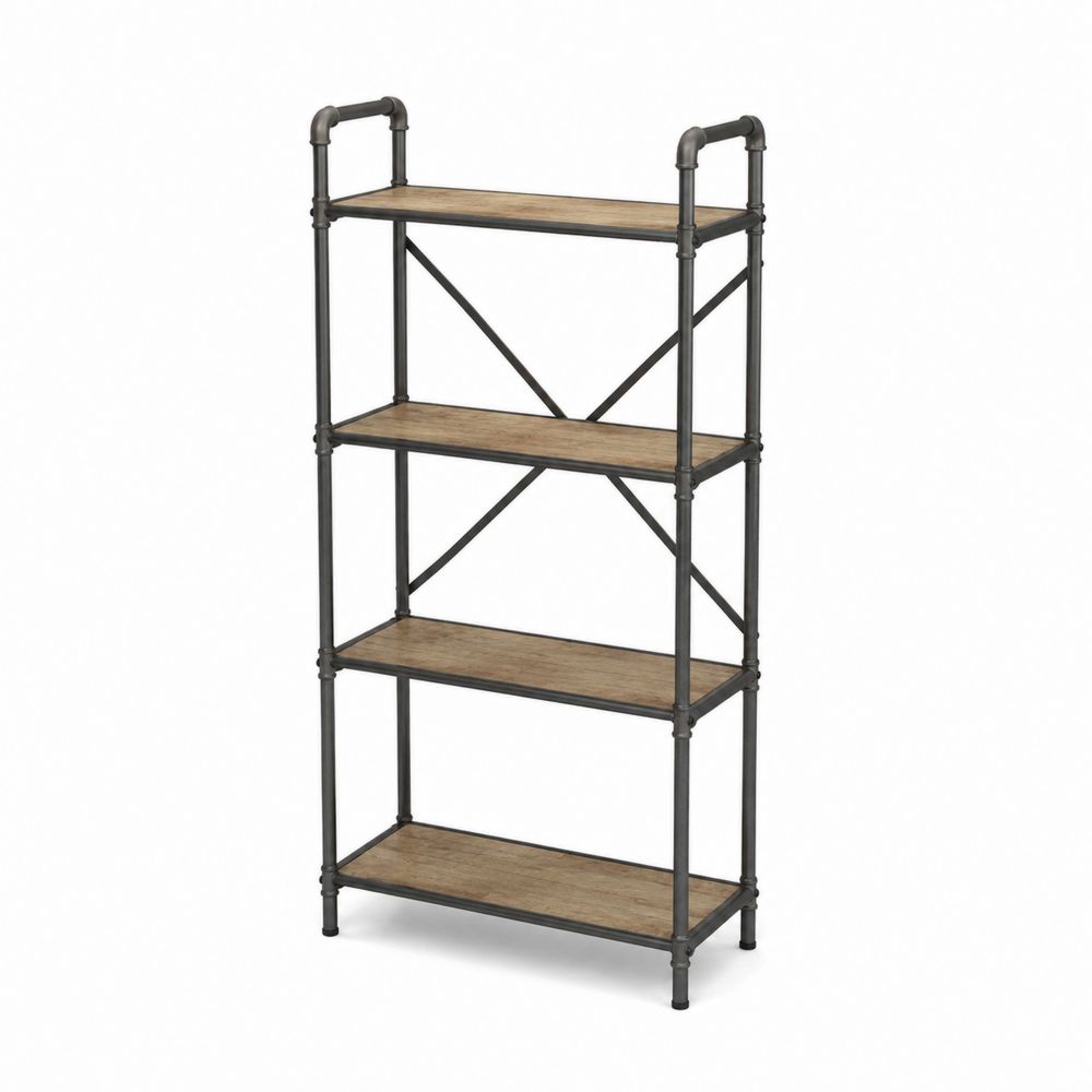 Scaffale a 4 ripiani in legno e metallo-Pelvilos