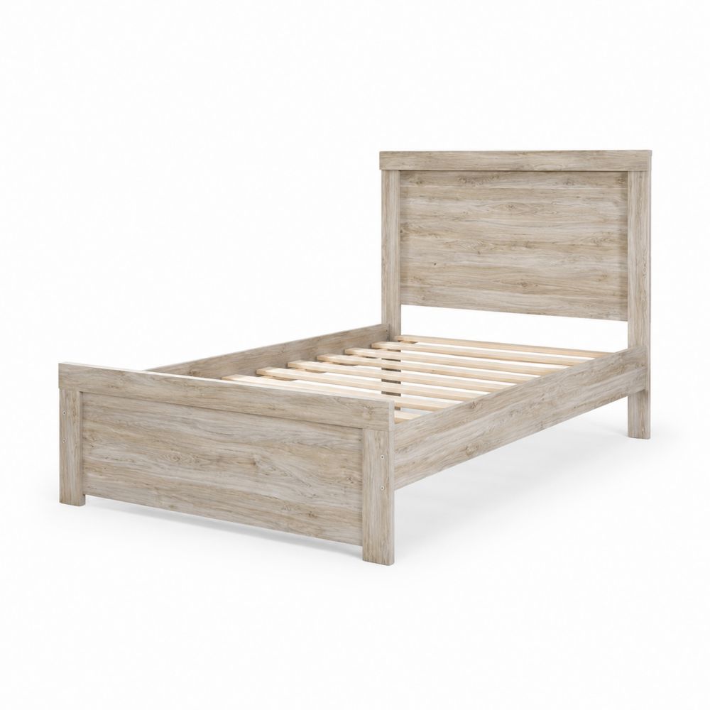 Letto singolo in MDF effetto quercia 200x90 cm-Pelvilos