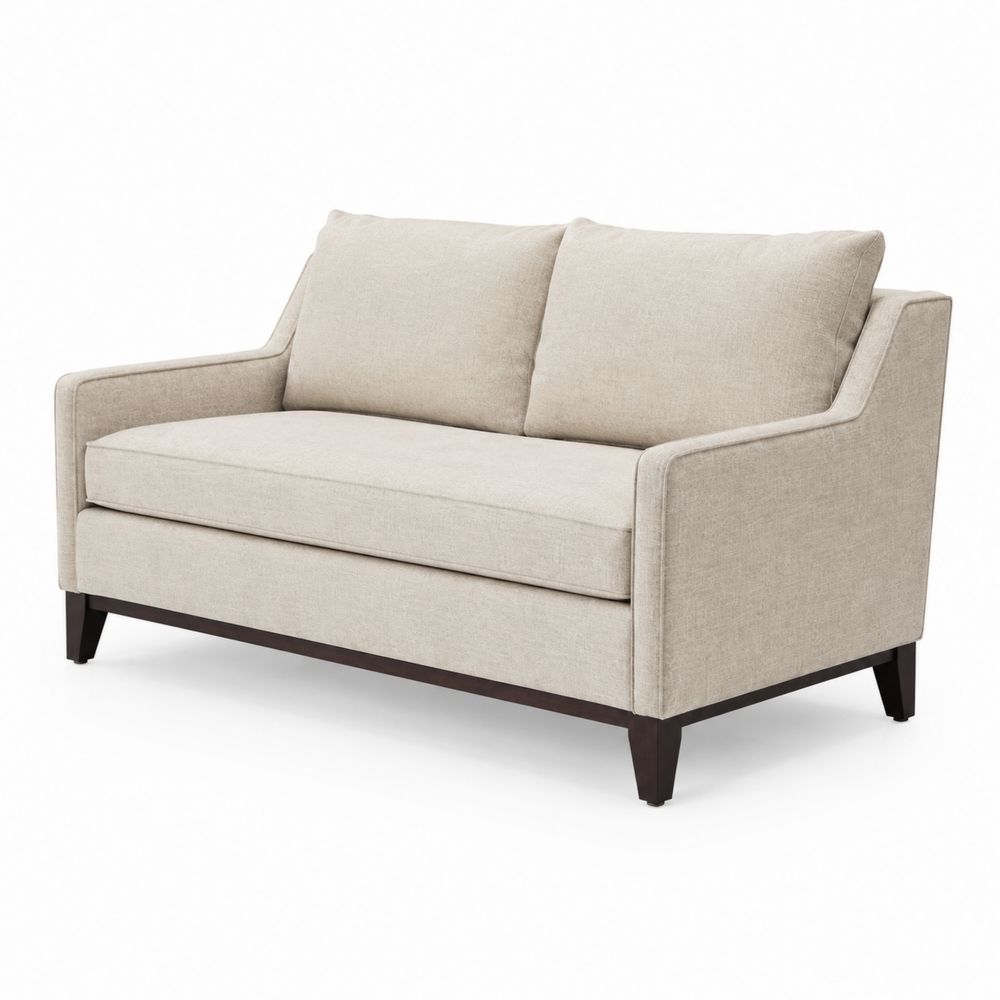 Divano 2 Posti in Tessuto Beige con Struttura in Legno-Pelvilos