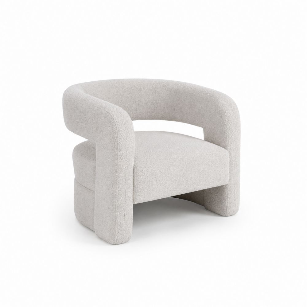 Poltrona in tessuto bouclé, altezza 75 cm, larghezza 65 cm-Pelvilos