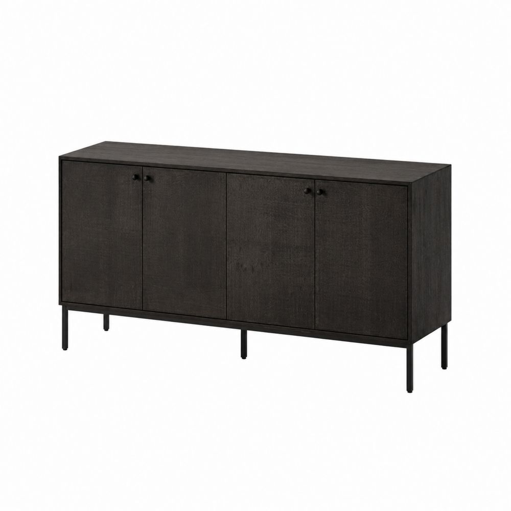 Credenza in Legno e Metallo Nero 160x40x80 cm-Pelvilos