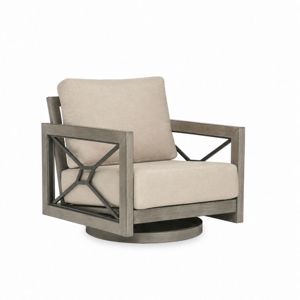 Poltrona da esterno in legno e tessuto poliestere beige-Pelvilos