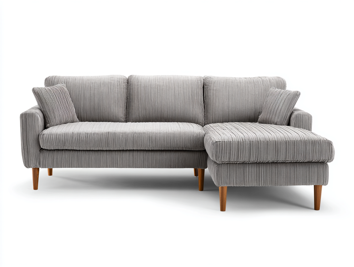 Sofás de esquina tela 225x155x88 cm - gris-marrón - diseño moderno acolchado amplio-Pazeniabode