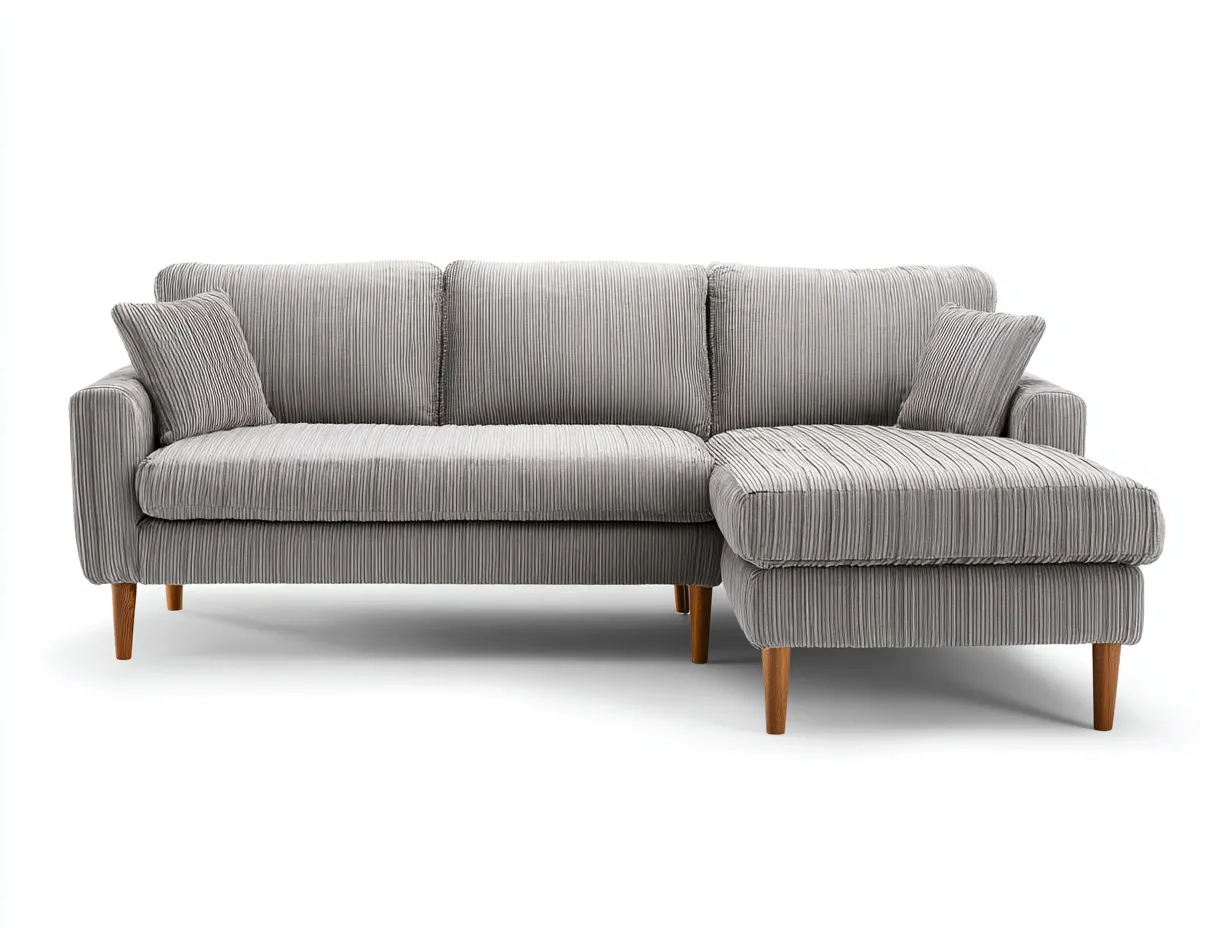 Sofás de esquina tela 225x155x88 cm - gris-marrón - diseño moderno acolchado amplio-Pazeniabode