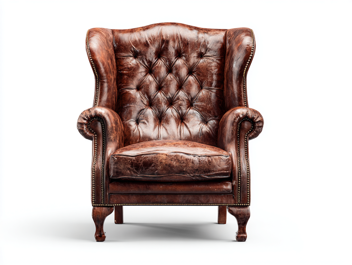Sillón orejero tapizado en cuero sintético 87x92x108 cm - marrón oscuro - diseño clásico capitoné-Pazeniabode