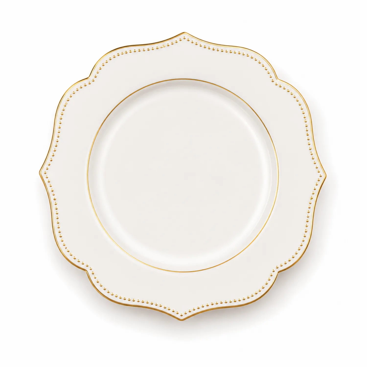 Elegancki talerz kremowy ze złotą krawędzią, 27 cm
