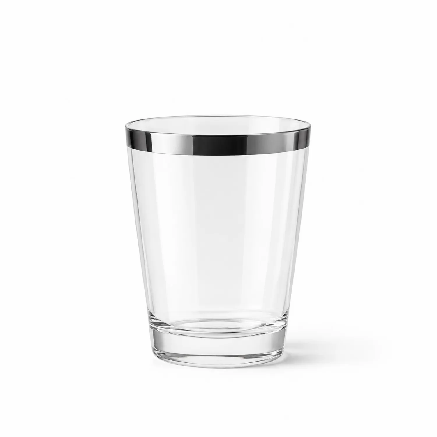 Szklanka przezroczysta ze srebrnym obrzeżem, 350 ml