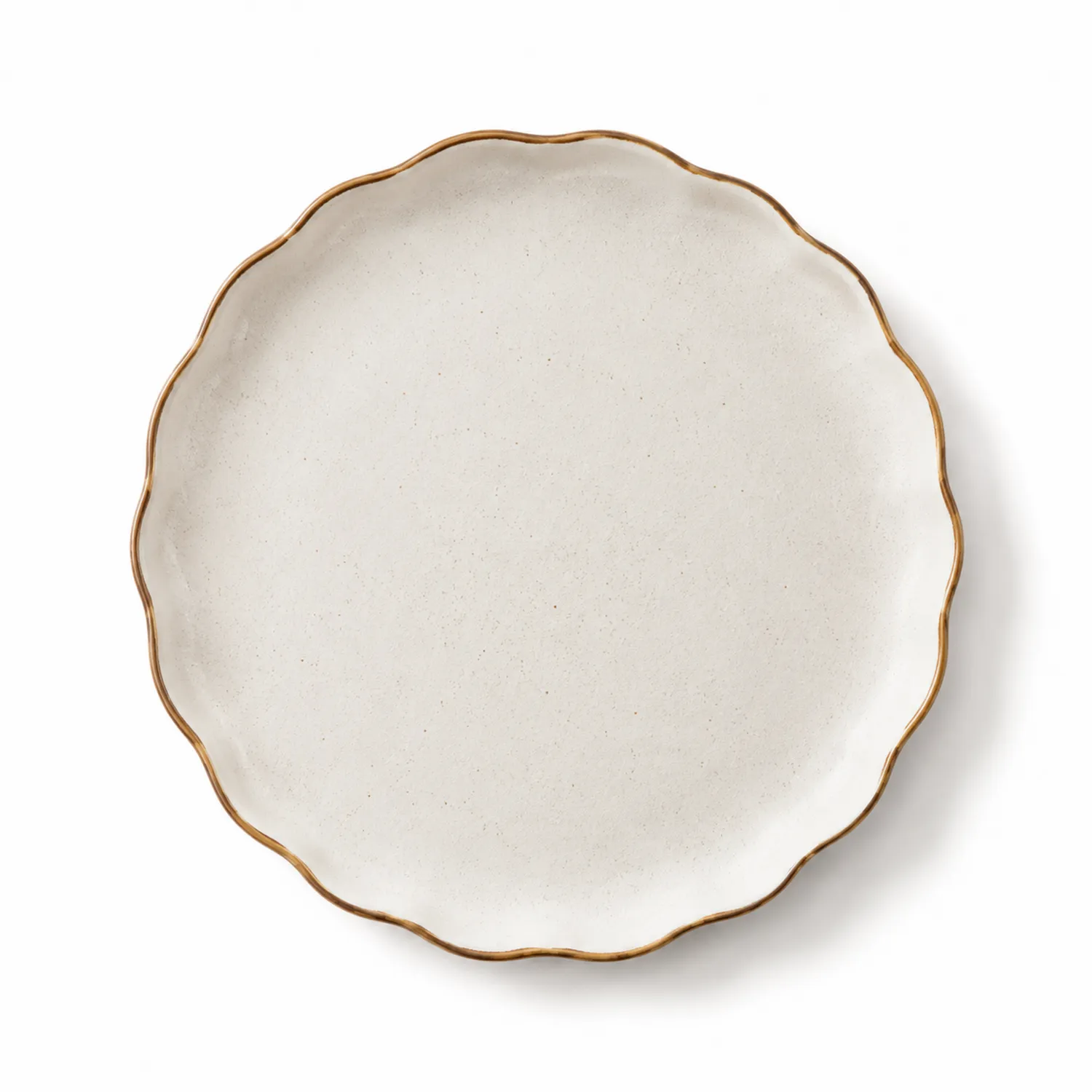 Porcelanowy talerz falisty kremowy