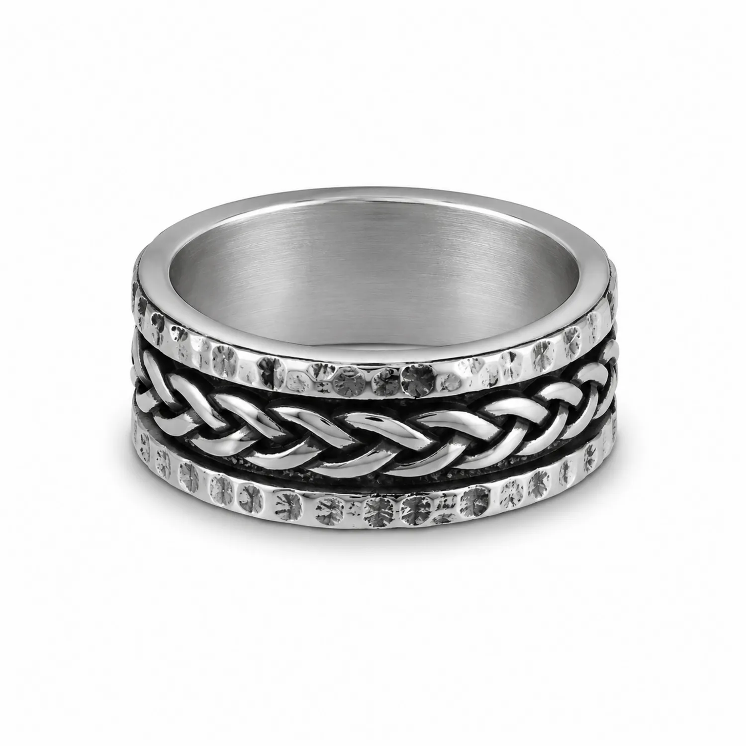 Pierścień unisex srebrny 8 mm z plecionym wzorem celtyckim