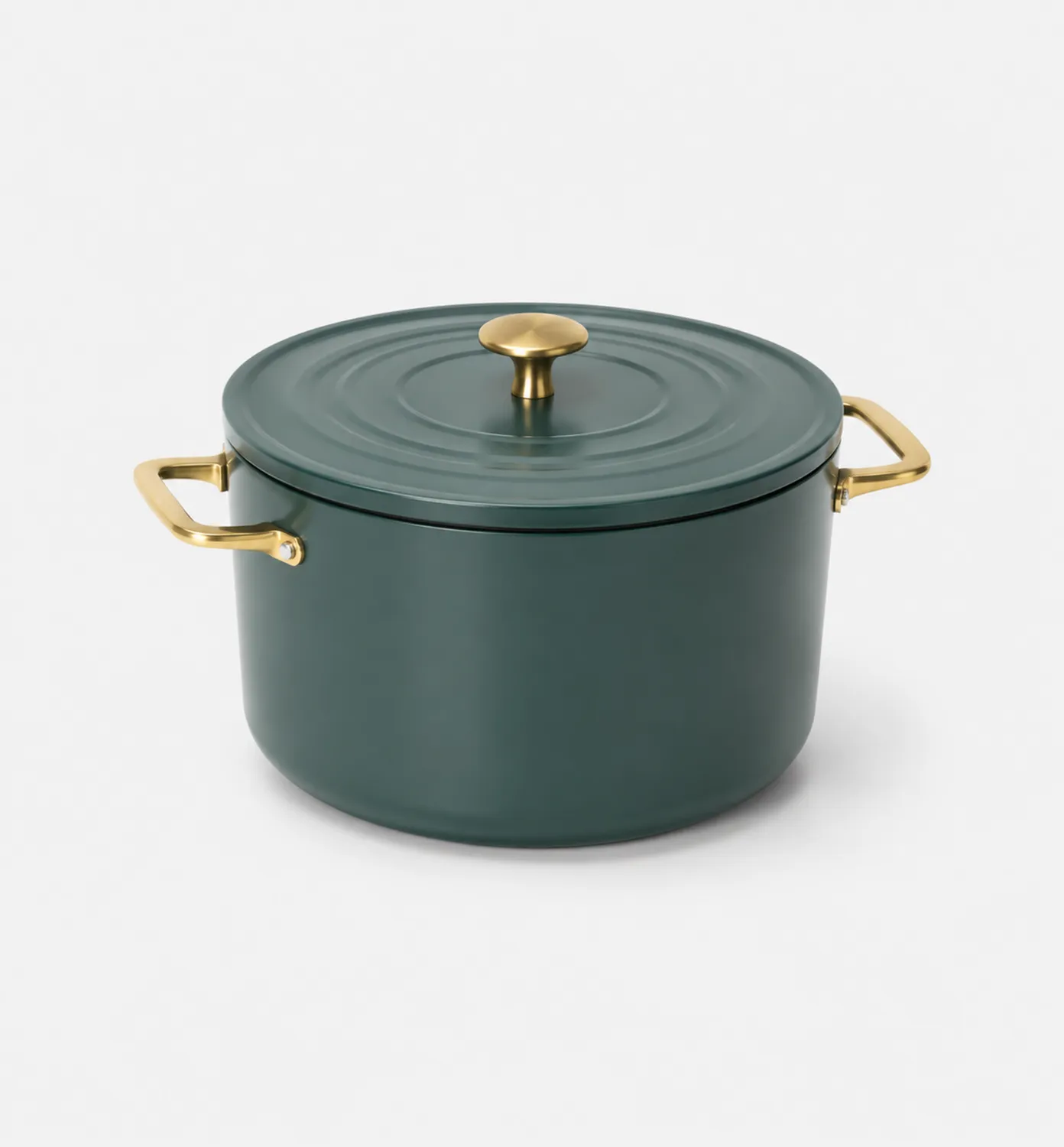 Garnek Żeliwny z Pokrywką 24cm Zielono-Złoty
