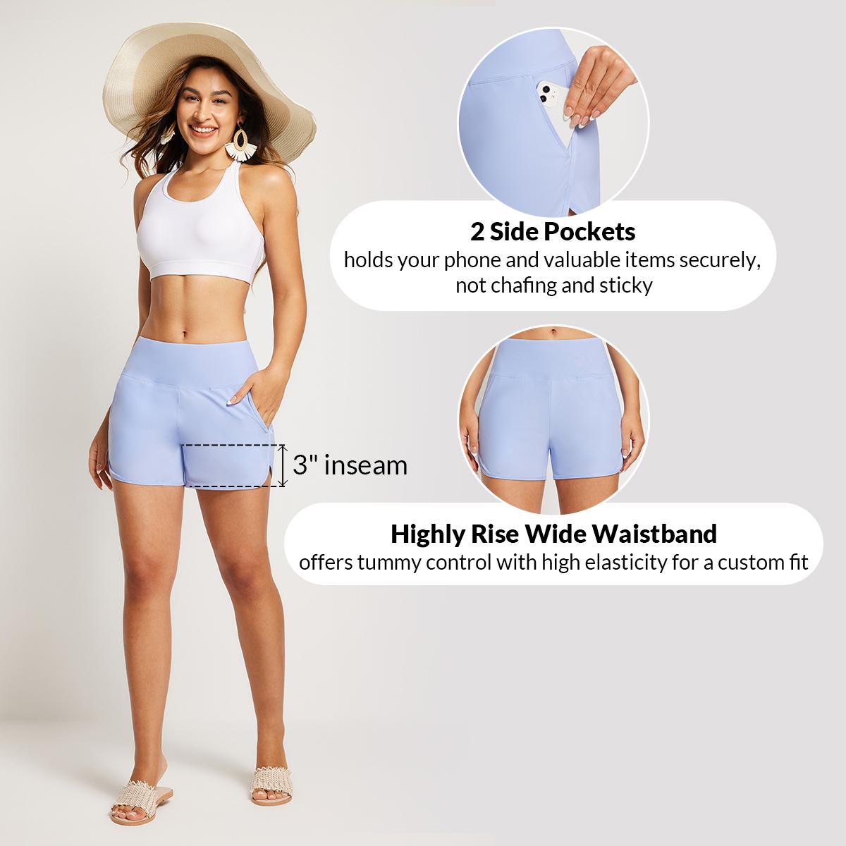 baleaf Women's 3''/5"/7''/9'' High Waisted Lightweight Board Shorts Swim/Running/Workout Quick Dry with Pockets Tankini Bottoms Bathing Suits Plus Size Bermuda Shorts #Summervibes SwimWeek