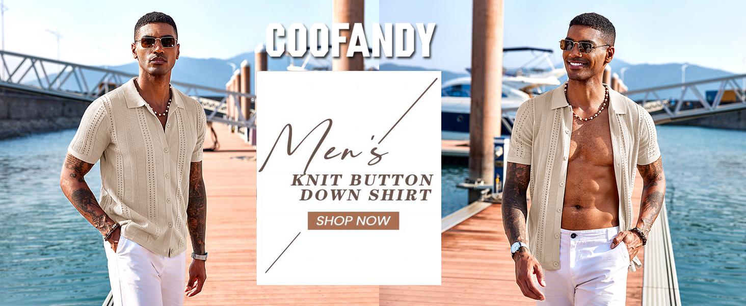 COOFANDY Men's Knit Shirts Short Sleeve Button Down Polo Shirt Fashion Casual Summer Beach Shirts Menswear Top COOFANDY Men's Knit Shirts Short Sleeve Button Down Polo Shirt Fashion Casual Summer Beach Shirts Menswear Top