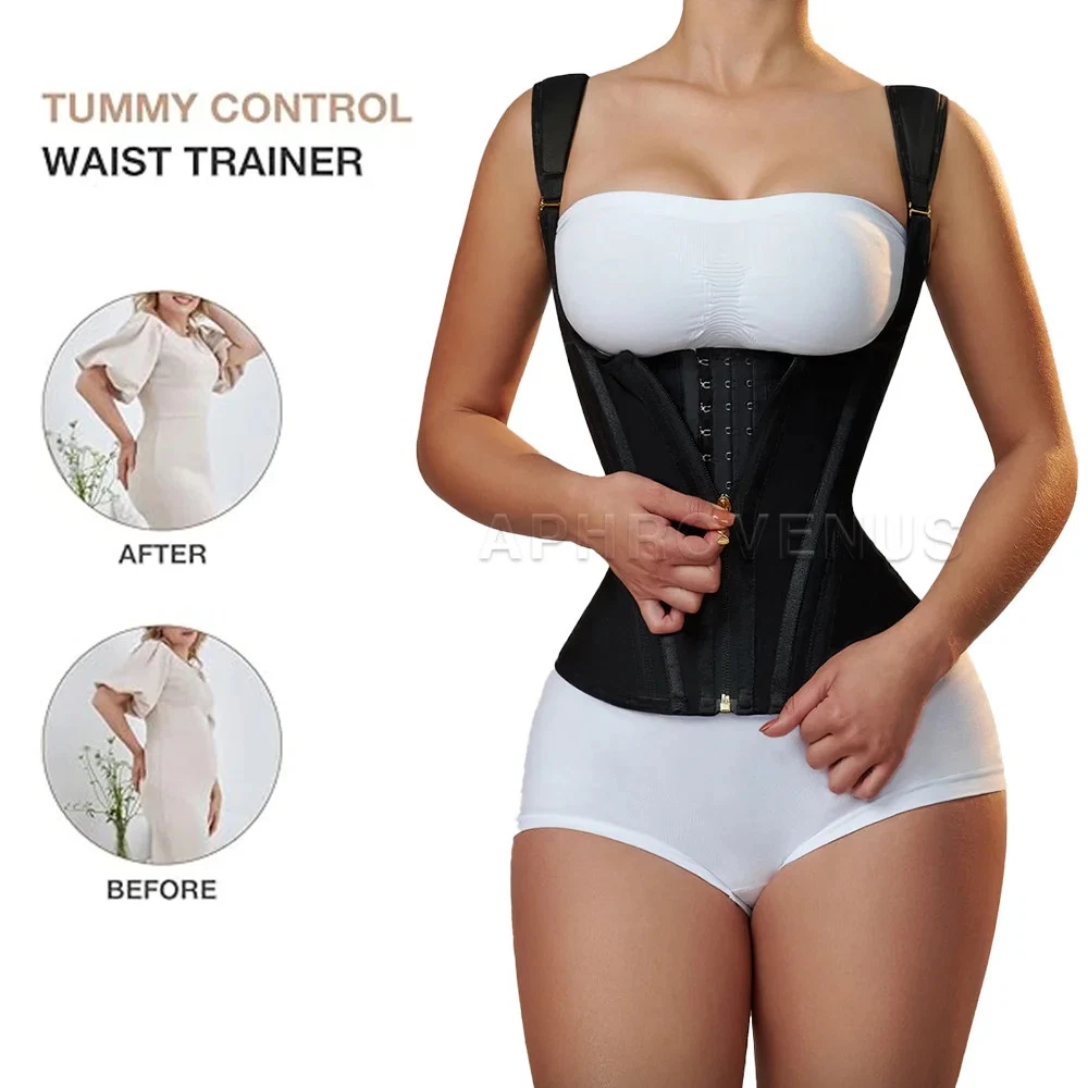 Women Double Compression Waist Trainer Corset with Bone Adjustable Zipper Shaper