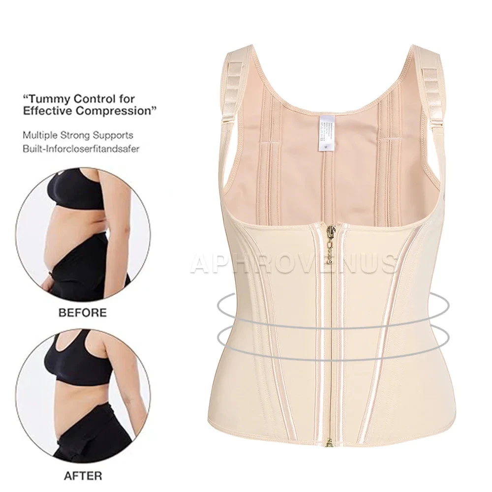 Women Double Compression Waist Trainer Corset with Bone Adjustable Zipper Shaper