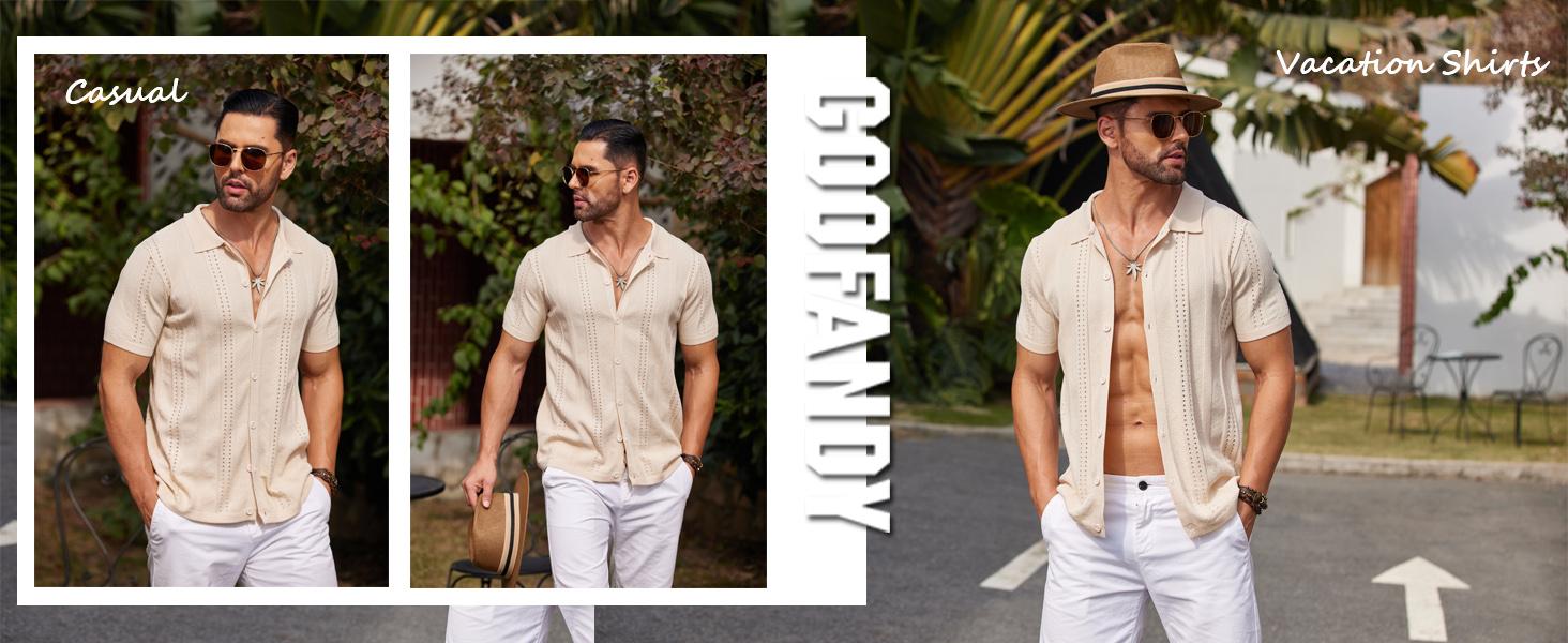 COOFANDY Men's Knit Shirts Short Sleeve Button Down Polo Shirt Fashion Casual Summer Beach Shirts Menswear Top COOFANDY Men's Knit Shirts Short Sleeve Button Down Polo Shirt Fashion Casual Summer Beach Shirts Menswear Top