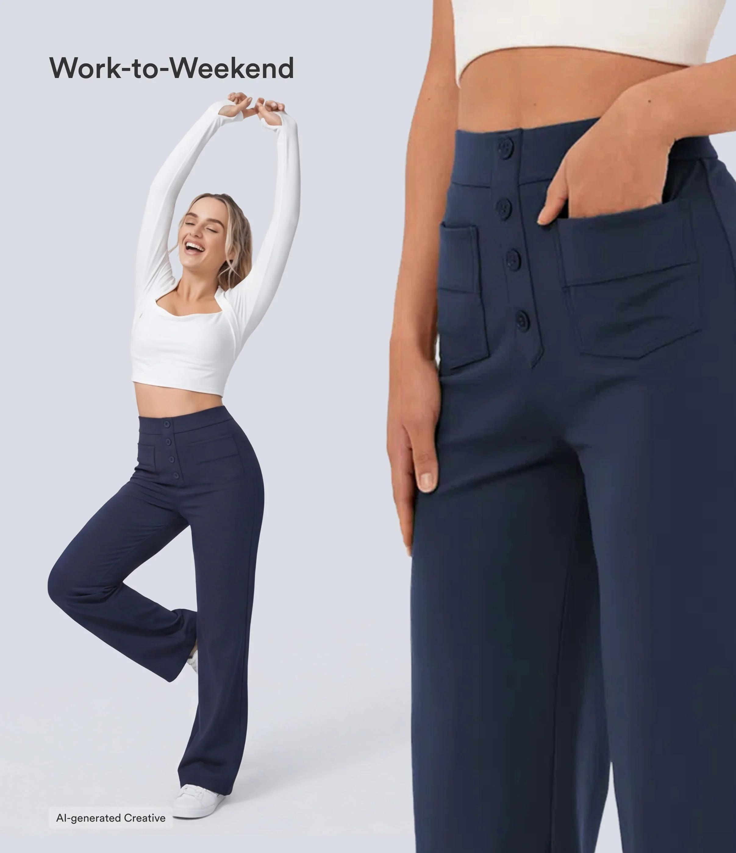【Creator‘s Pick】Halara DayStretch High Waisted Pockets Straight Leg Casual Pants