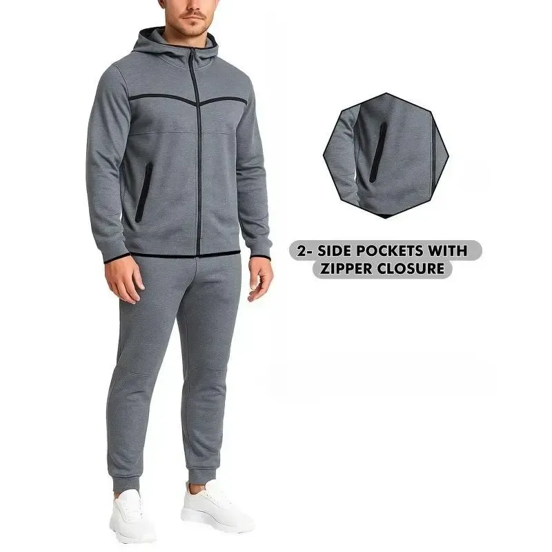 Men’s 5-Piece Fleece Zip Hoodie & Jogger Sets- 2 Full Sets