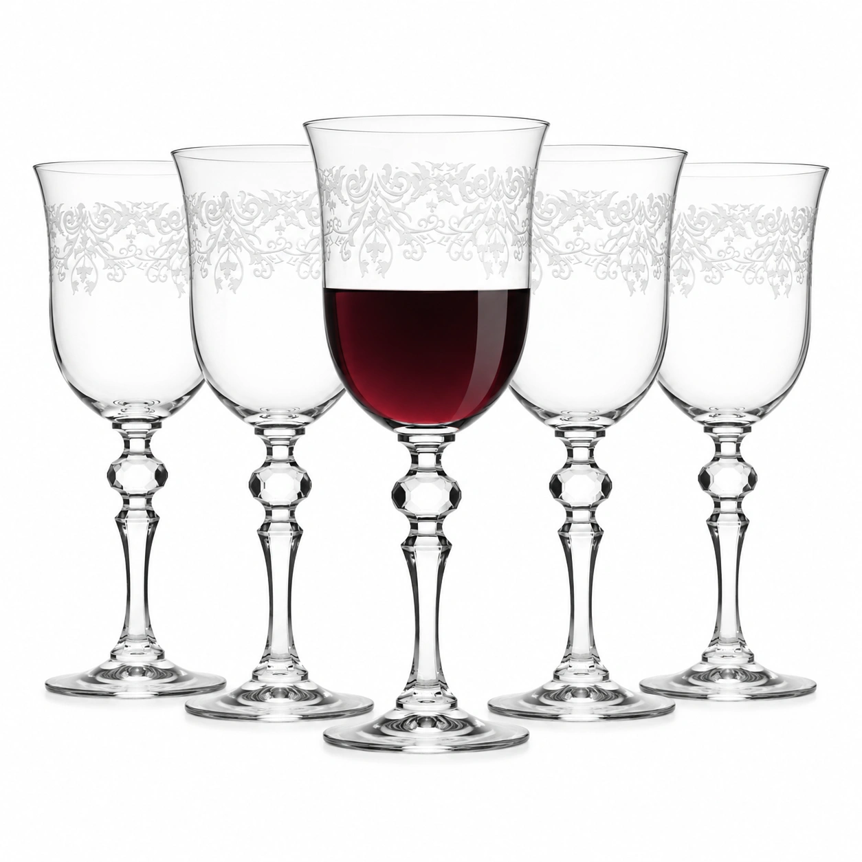 Juego de copas decoradas para vino 5 piezas-chairica