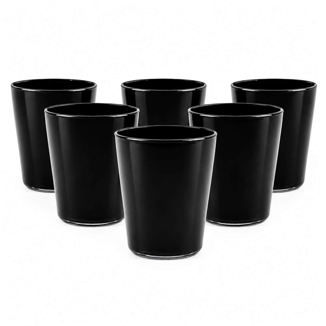 Set de vasos bajos negros de vidrio-chairica