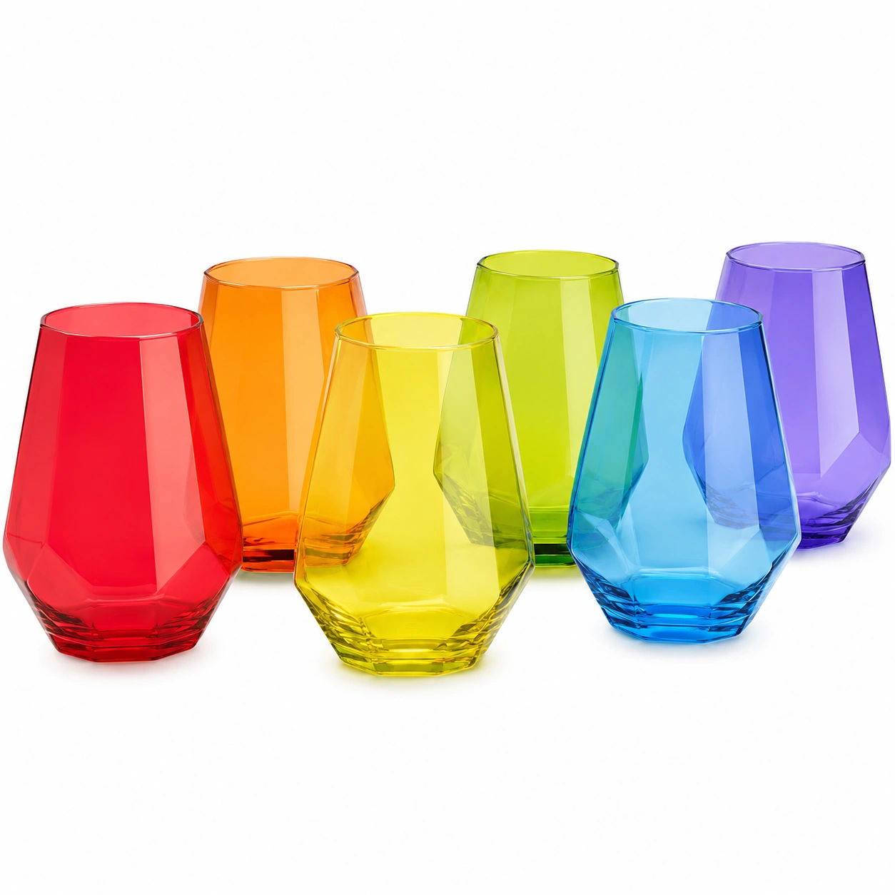 Set de vasos bajos multicolor de vidrio facetado-chairica