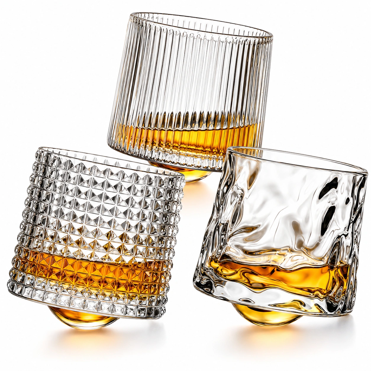 Set de vasos de whisky transparentes texturizados-chairica