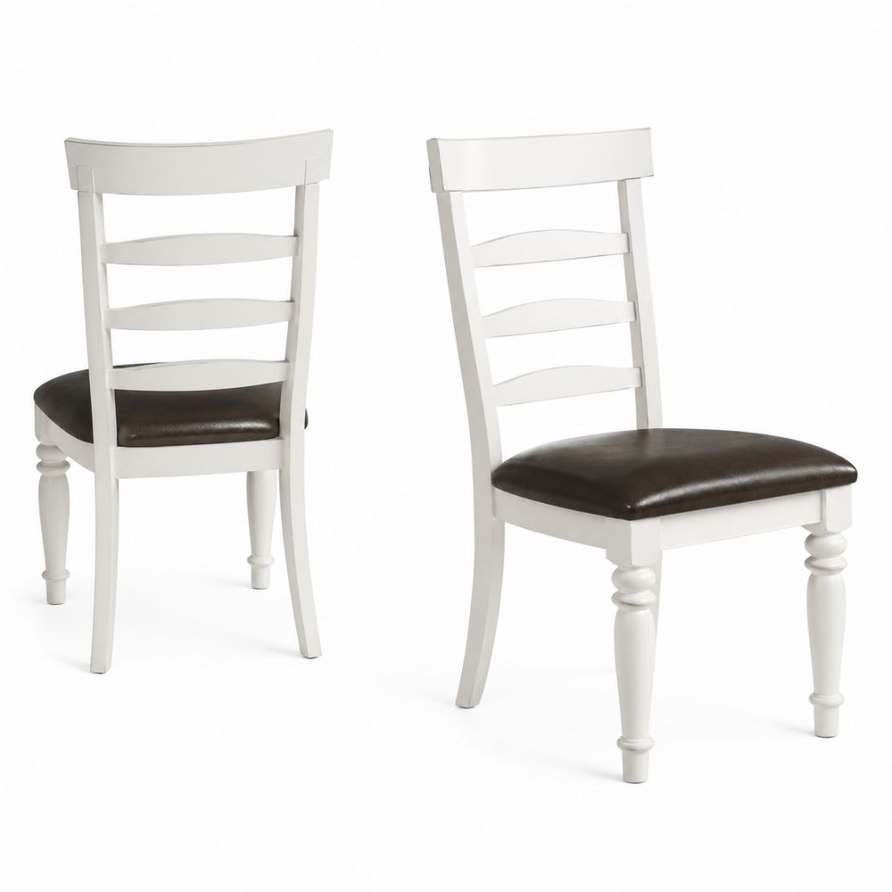 Set di Sedie in Legno con Seduta in Similpelle Marrone