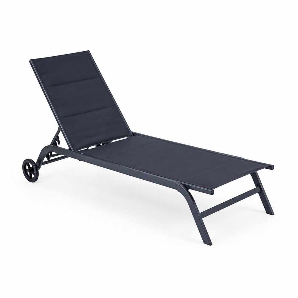 Sedia a sdraio in metallo e poliestere Nero 200x70x35 cm