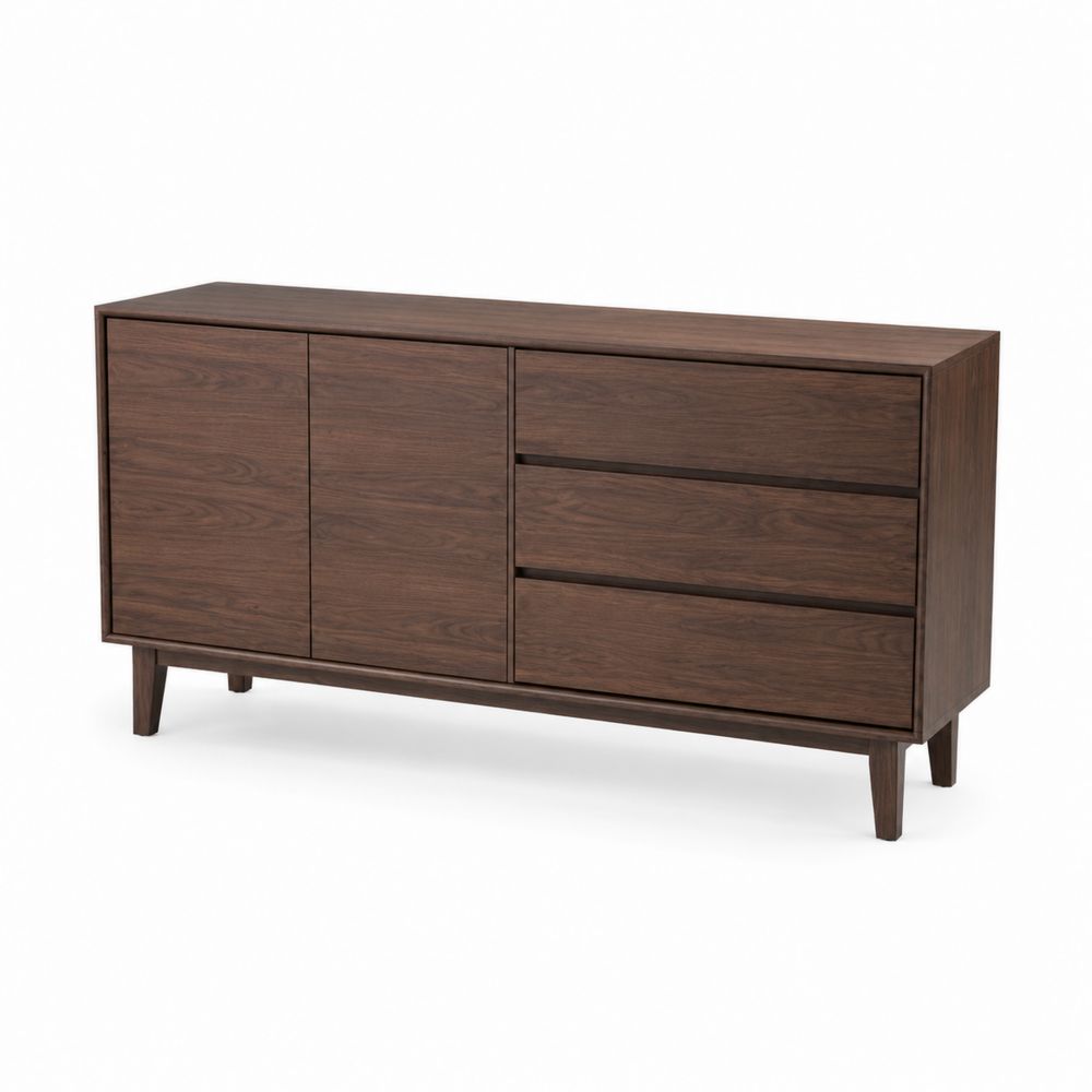 Credenza in legno di noce con ante e cassetti