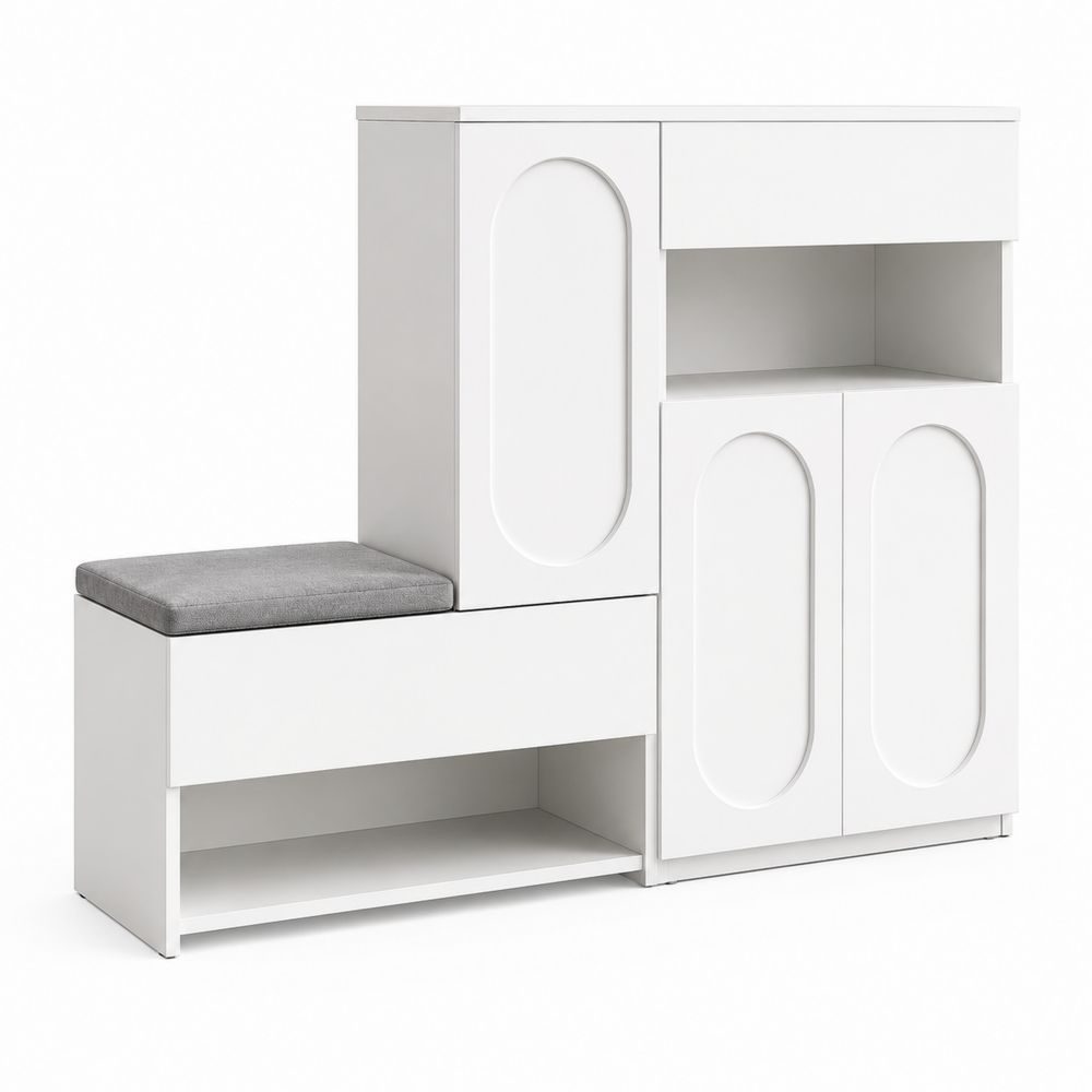 Scarpiera ingresso in MDF con panca e cuscino