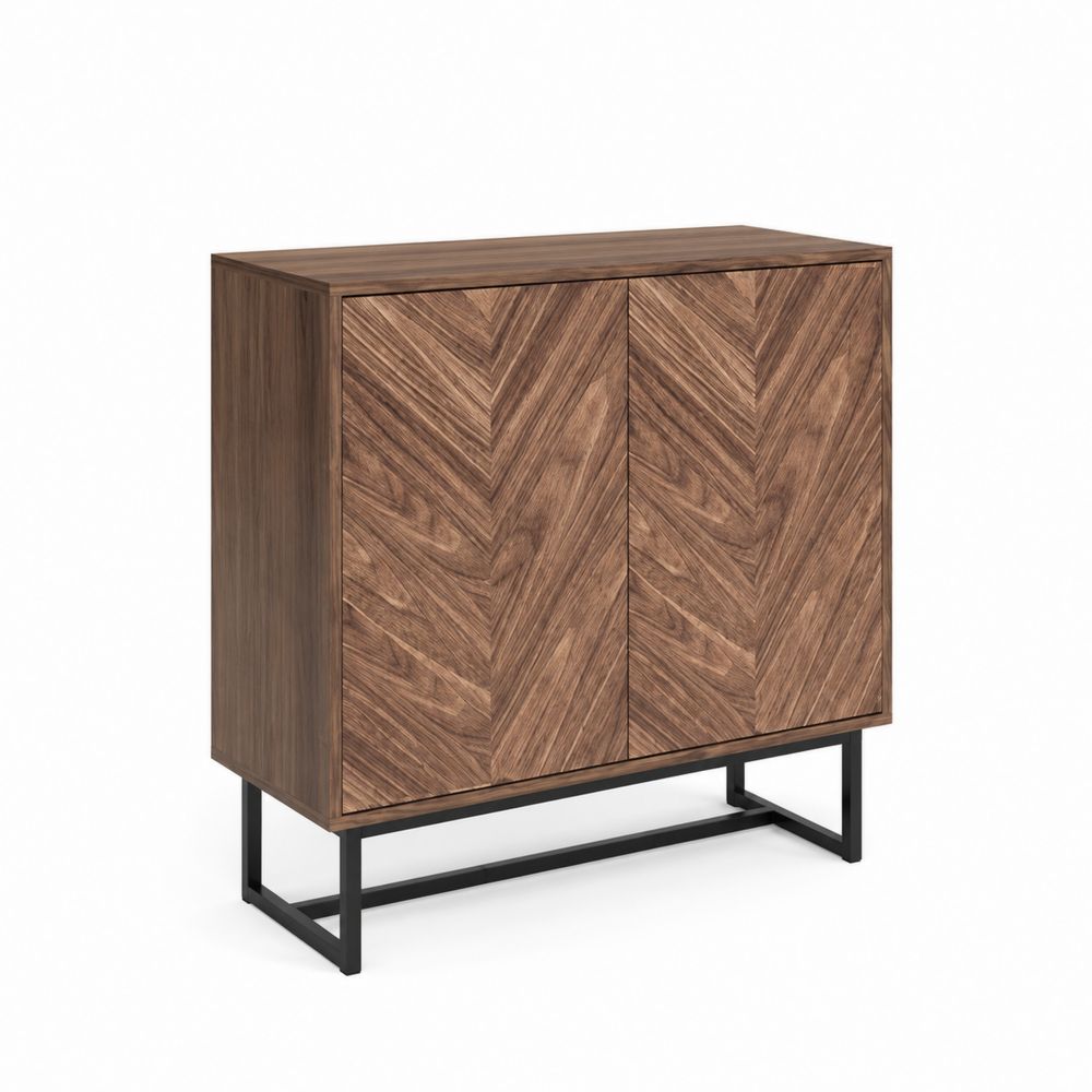 Credenza a Doppia Anta in Legno Noce con Struttura in Metallo