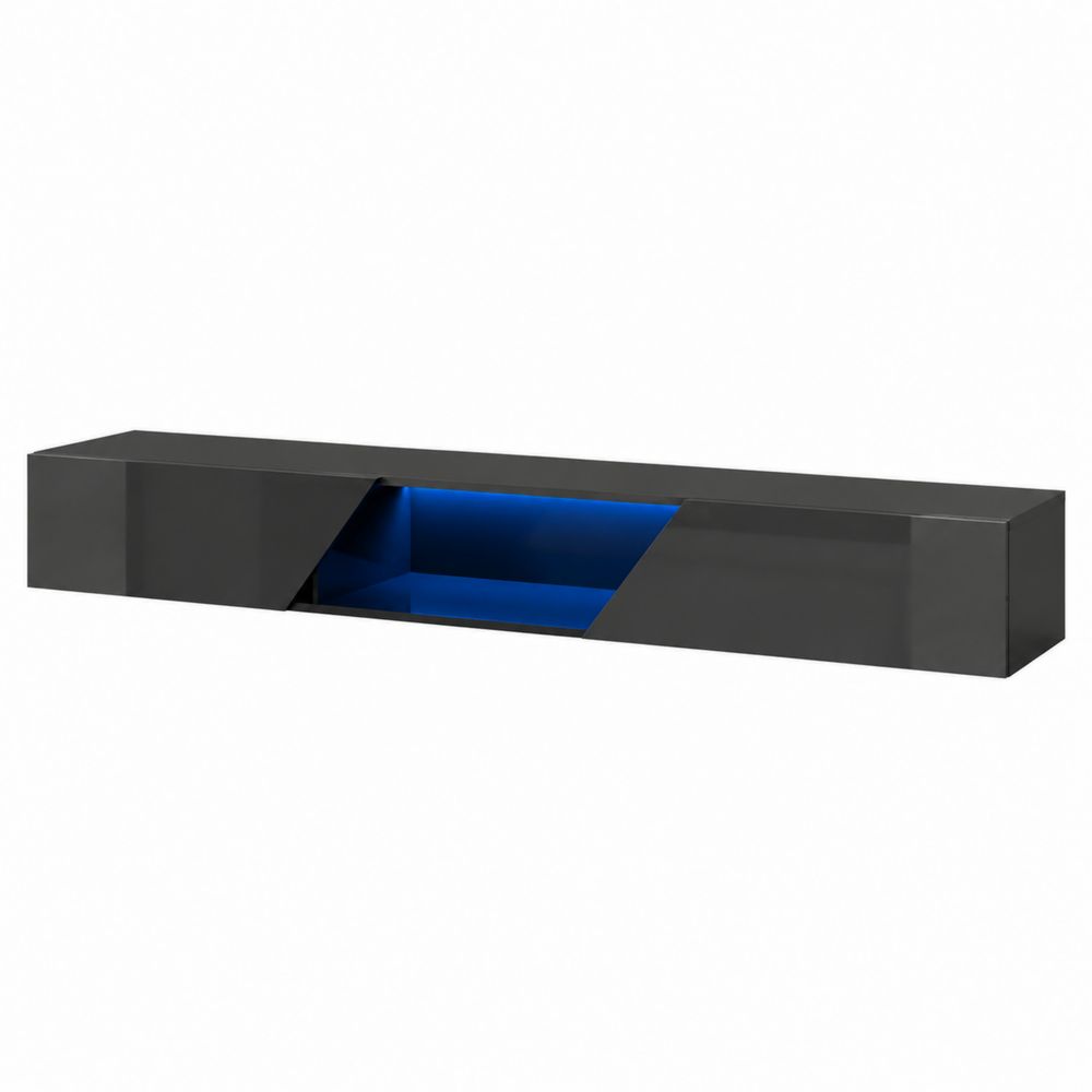 Mobile TV sospeso in MDF nero con illuminazione LED