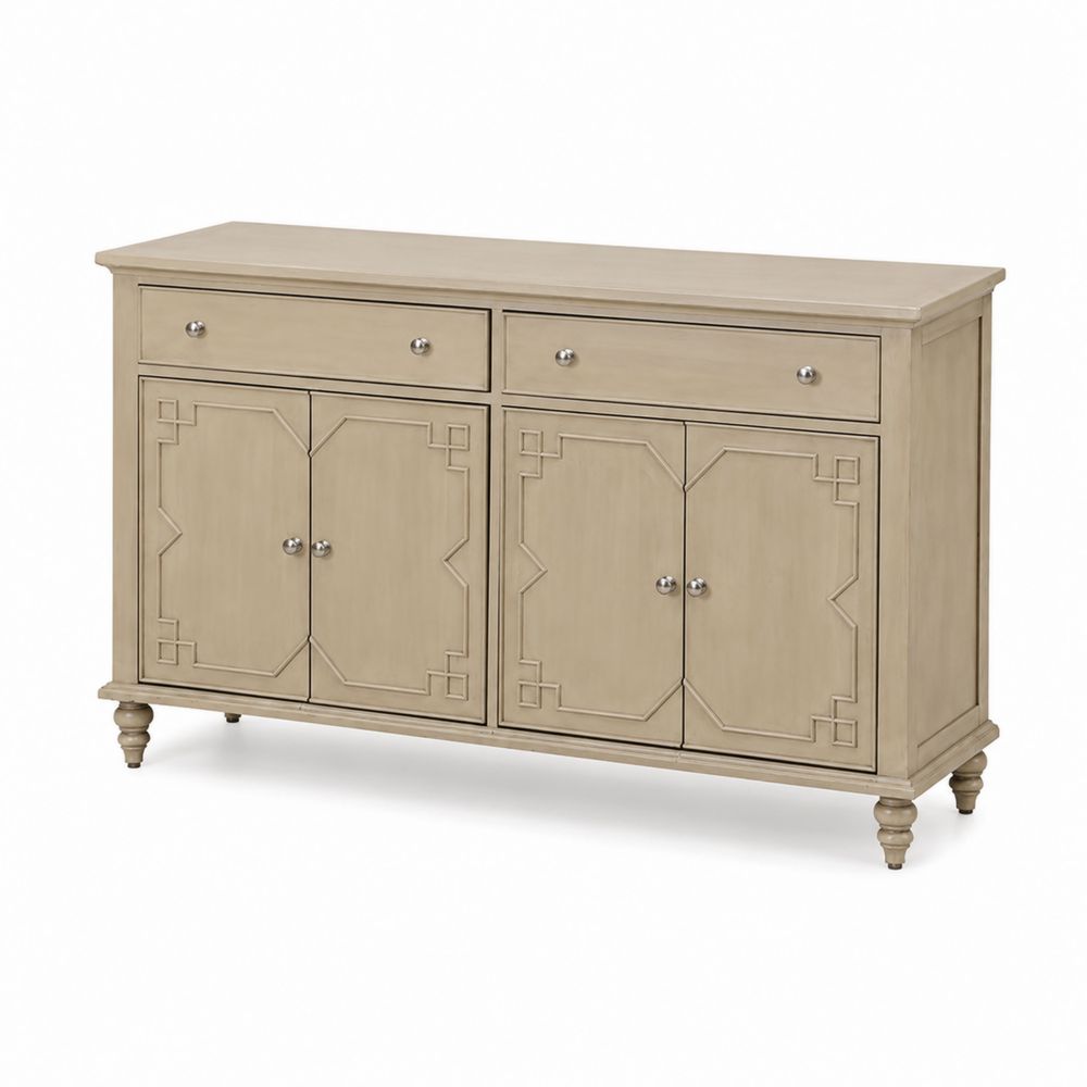Credenza in legno massello con ante e cassetti Beige
