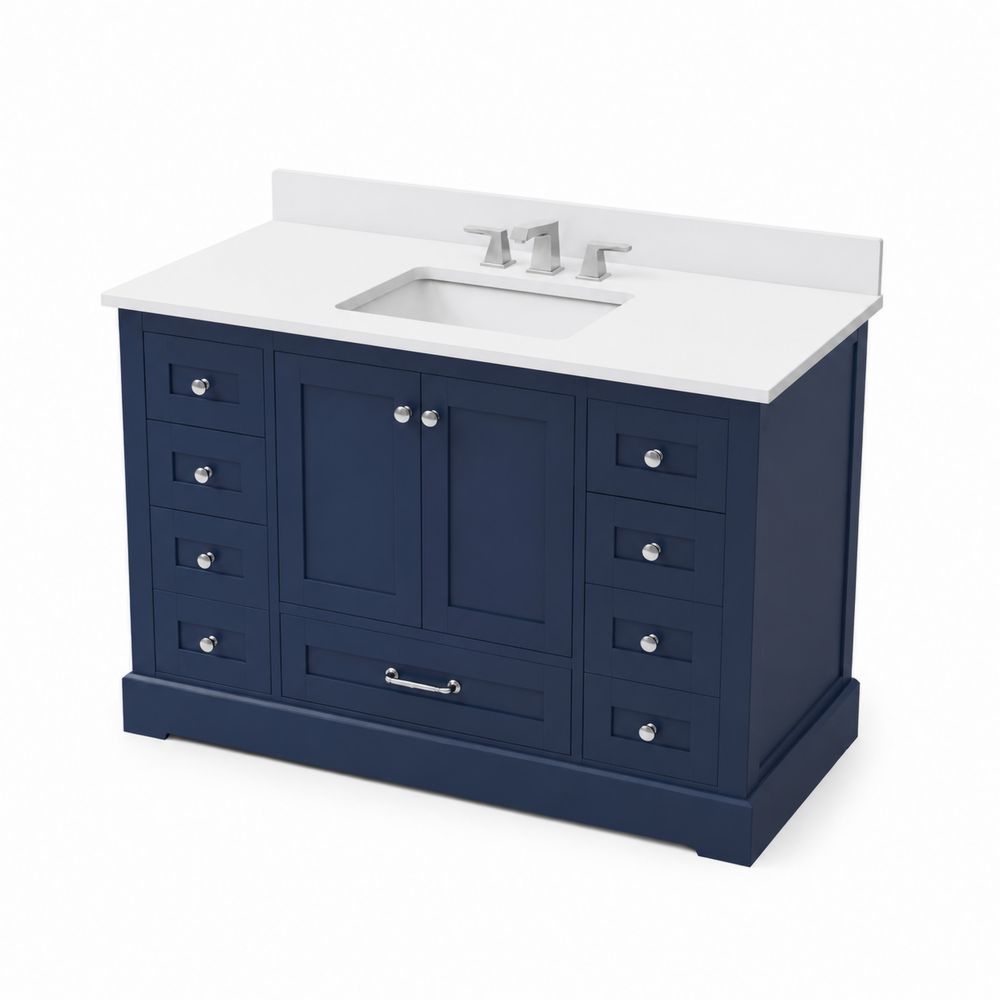 Mobile Lavabo in Legno con Piano in Marmo Sintetico Blu