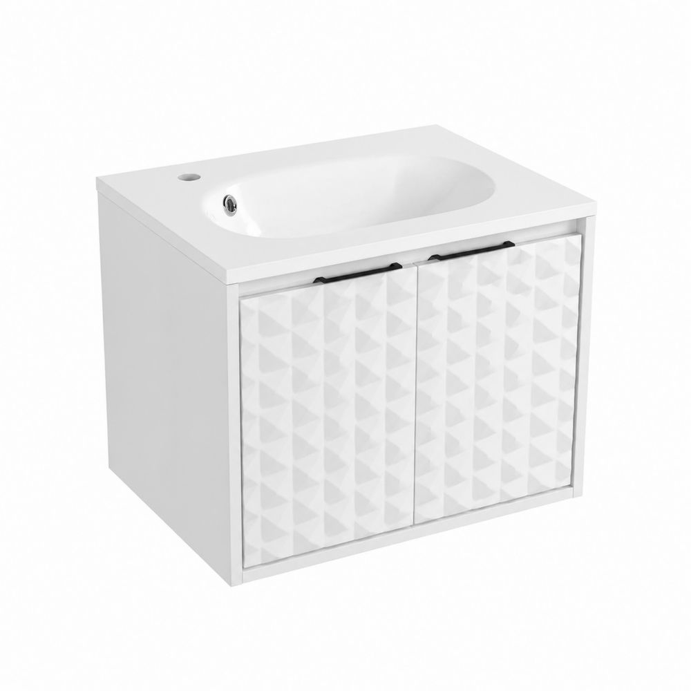 Mobile bagno sospeso bianco con lavabo integrato