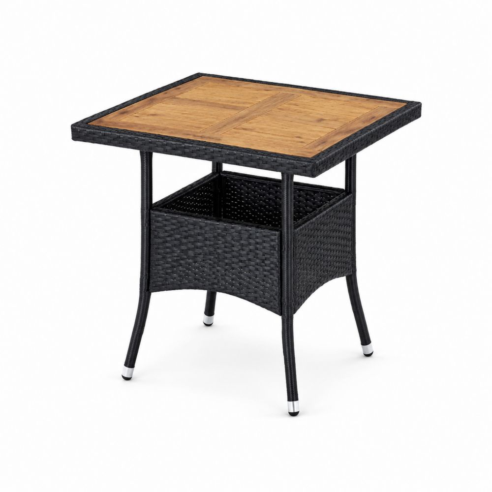 Tavolo quadrato in legno di bambù e rattan sintetico