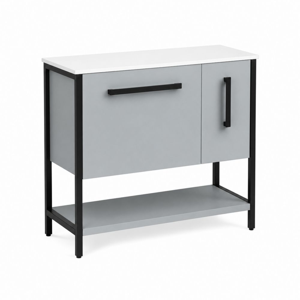 Mobile sottolavabo in MDF e metallo grigio 80x35x77 cm