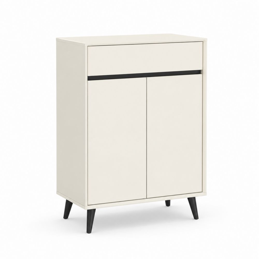 Scarpiera in MDF con ante a battente 80x35x120 cm Bianco