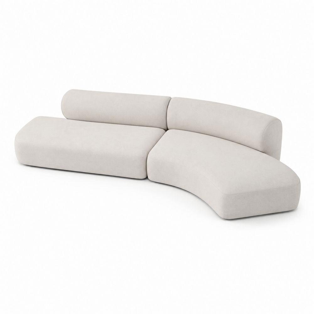 Divano Modulare Angolare in Tessuto Sintetico Beige