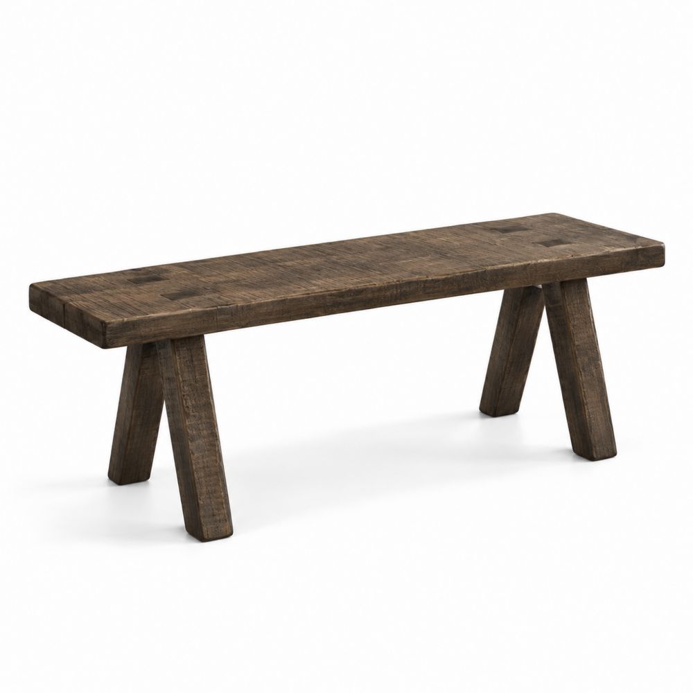 Panca in legno massello di quercia 120x30x45 cm Marrone