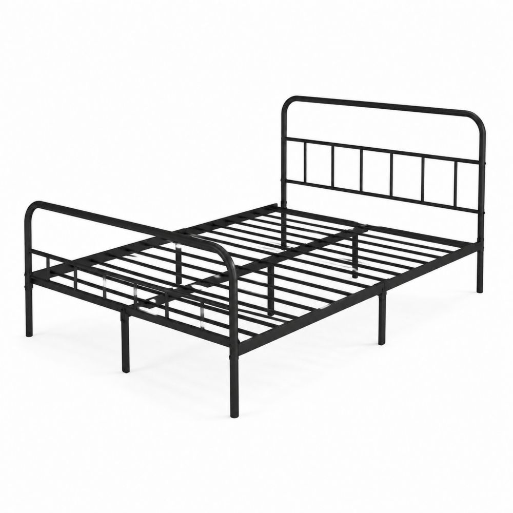 Letto Matrimoniale in Metallo Nero 200x150x90 cm